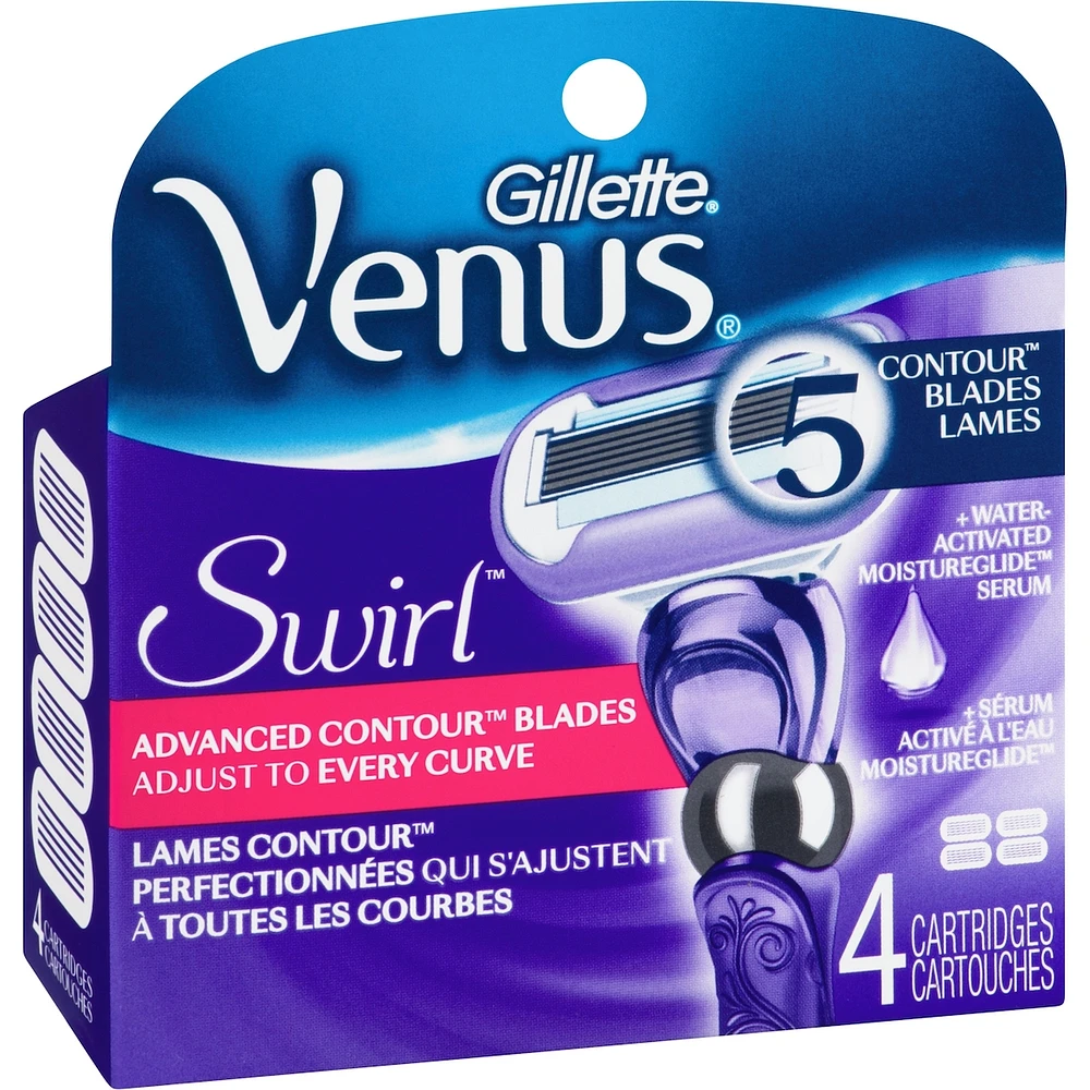 Gillette Venus Swirl Women's Razor Blades, 4 Refills