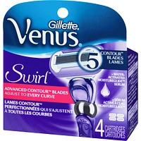 Gillette Venus Swirl Women's Razor Blades, 4 Refills