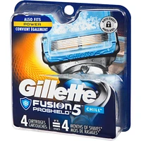 Cartouches de rechange de rasoir Gillette Fusion5 ProGlide Fraîcheur, 4 cartouches de rasoir pour manche de rasoir Flex-pivot, 5 lames de rasoir, 2x plus de lubrification rafraîchissante