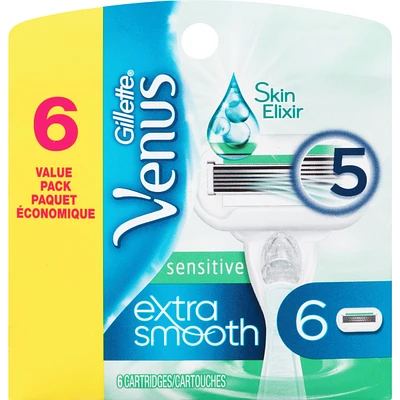 Gillette Venus Extra Smooth Sensitive Women's Razor Blade Refills, 6 Refills