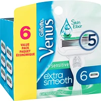 Gillette Venus Extra Smooth Sensitive Women's Razor Blade Refills, 6 Refills