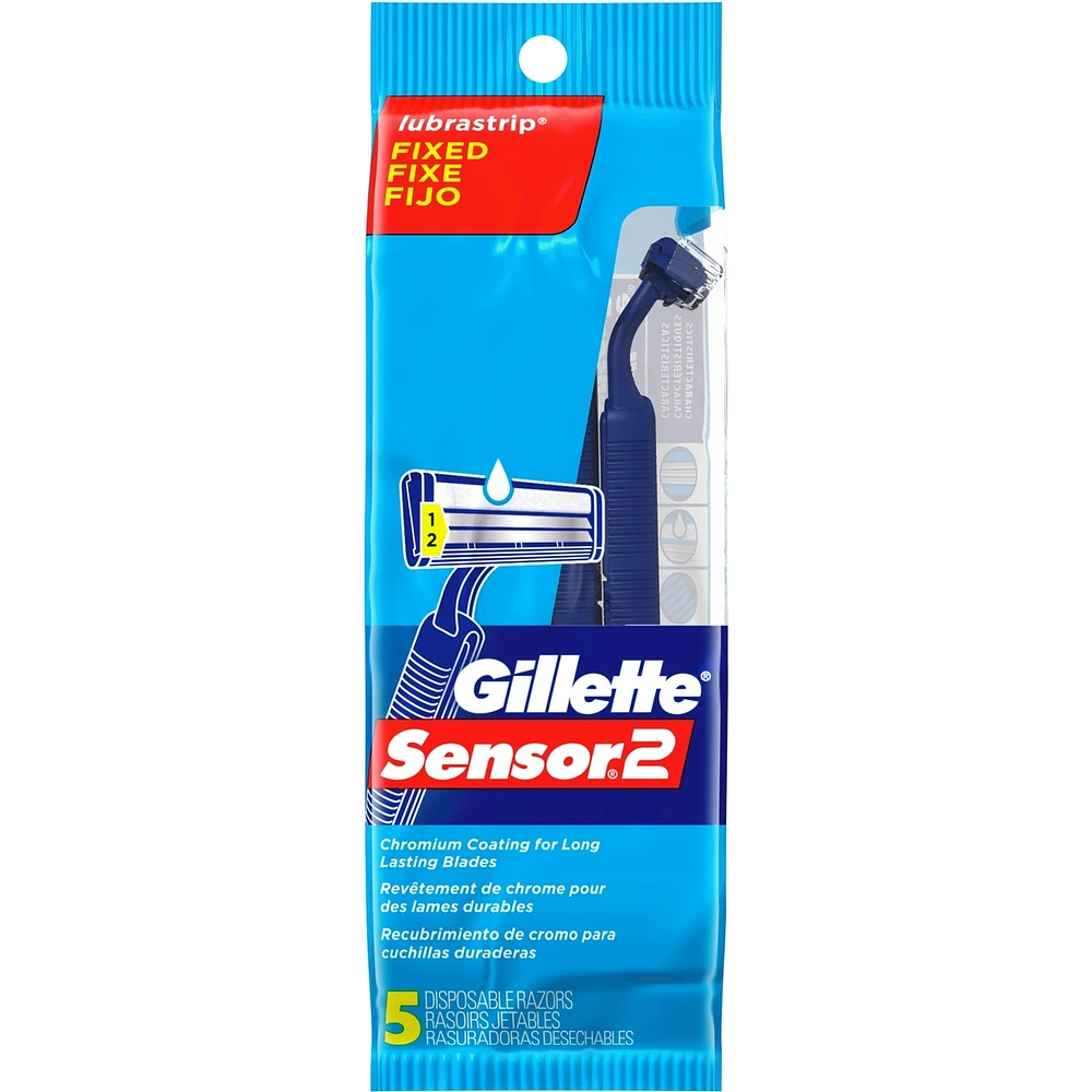 Gillette Sensor2 Men's Disposable Razors, 5 Count