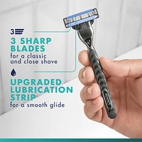 Rasoir Gillette Mach3 pour hommes, 1 manche de rasoir à 3 lames Gillette pour les soins personnels masculins, 2 cartouches de rechange, lames de rasoir avec bande lubrifiante