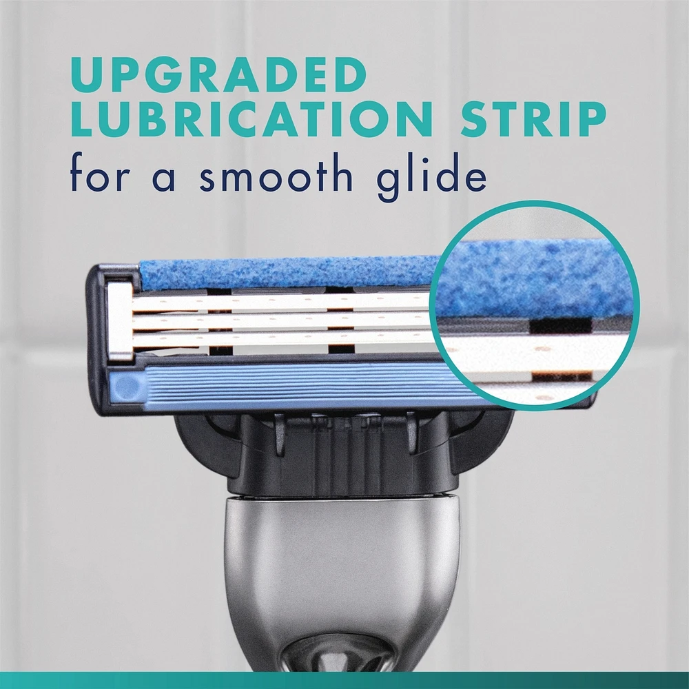 Rasoir Gillette Mach3 pour hommes, 1 manche de rasoir à 3 lames Gillette pour les soins personnels masculins, 2 cartouches de rechange, lames de rasoir avec bande lubrifiante