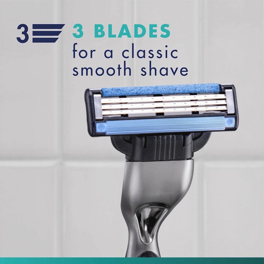 Rasoir Gillette Mach3 pour hommes, 1 manche de rasoir à 3 lames Gillette pour les soins personnels masculins, 2 cartouches de rechange, lames de rasoir avec bande lubrifiante