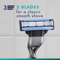 Rasoir Gillette Mach3 pour hommes, 1 manche de rasoir à 3 lames Gillette pour les soins personnels masculins, 2 cartouches de rechange, lames de rasoir avec bande lubrifiante