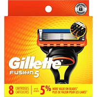 Gillette Fusion5 Razor Refills for Men, 8ct Razor Cartridges, Lubrication Strip, Precision Trimmer for Men, 5-Blade Razor Blades for Close Shave