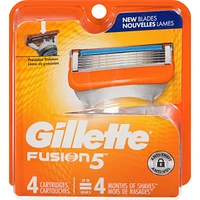 Gillette Fusion5 Razor Refills for Men, 4ct Razor Cartridges, Lubrication Strip, Precision Trimmer for Men, 5-Blade Razor Blades for Close Shave