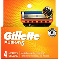 Gillette Fusion5 Razor Refills for Men, 4ct Razor Cartridges, Lubrication Strip, Precision Trimmer for Men, 5-Blade Razor Blades for Close Shave
