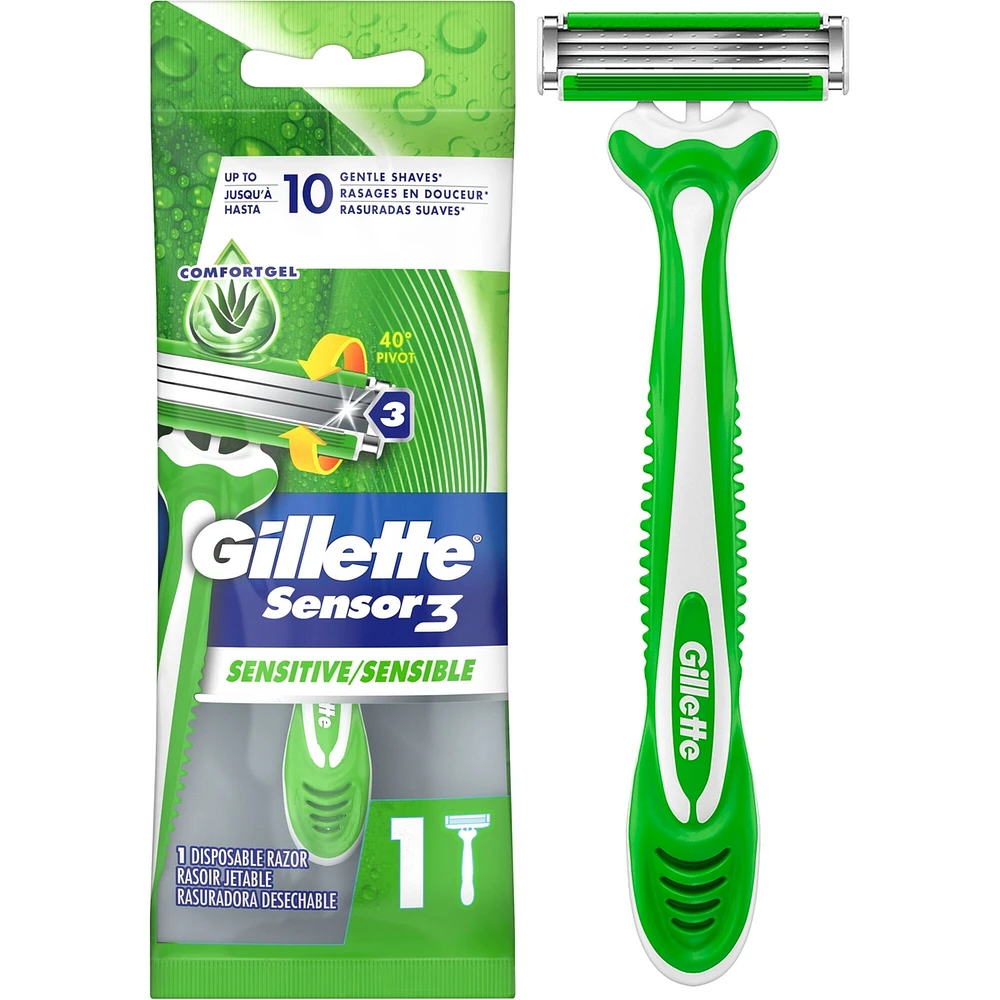 Gillette Sensor3 Sensitive Men's Disposable Razor, 1 Razor
