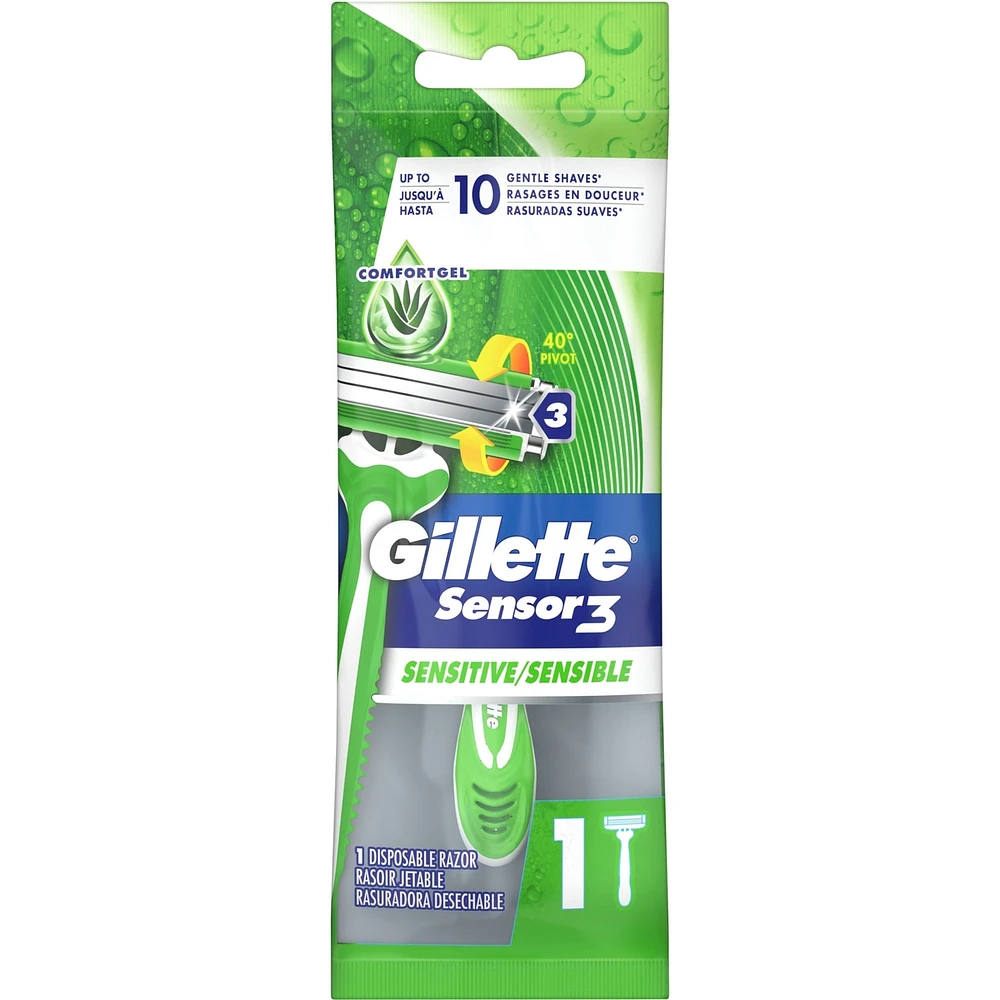 Gillette Sensor3 Sensitive Men's Disposable Razor, 1 Razor
