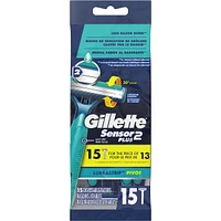 Gillette Sensor2 Plus Pivoting Head Men’s Disposable Razors, 15 Count