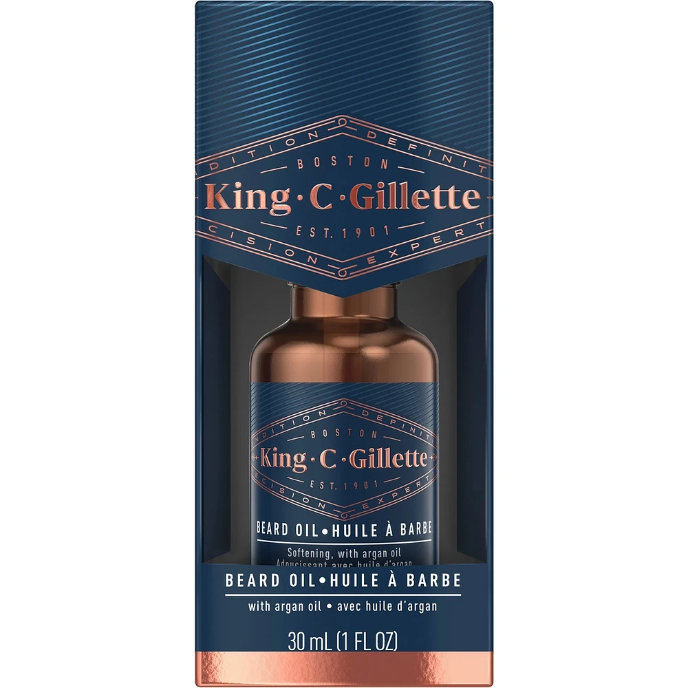 King C. Gillette Beard Oil with argan oil for a smooth, soft beard, 1oz