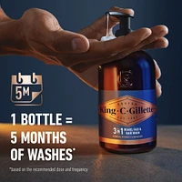 King C. Gillette 3in1 Beard, Face & Hair Wash with King C. Gillette Signature Scent, 11.8oz