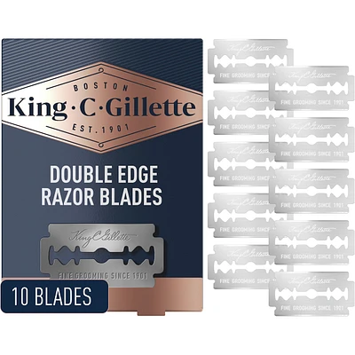 King C. Gillette Double-Edge Safety Razor Refill blades for better control, 10 count