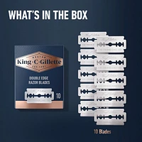 King C. Gillette Double-Edge Safety Razor Refill blades for better control, 10 count