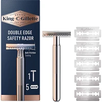King C. Gillette Double Edge Safety Razor Handle and 5 stainless-steel blades with anti-friction coating