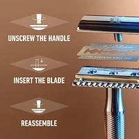 King C. Gillette Double Edge Safety Razor Handle and 5 stainless-steel blades with anti-friction coating