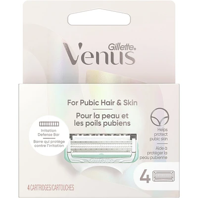 for Pubic Hair and Skin, Women's Razor Blades, 4 Refills