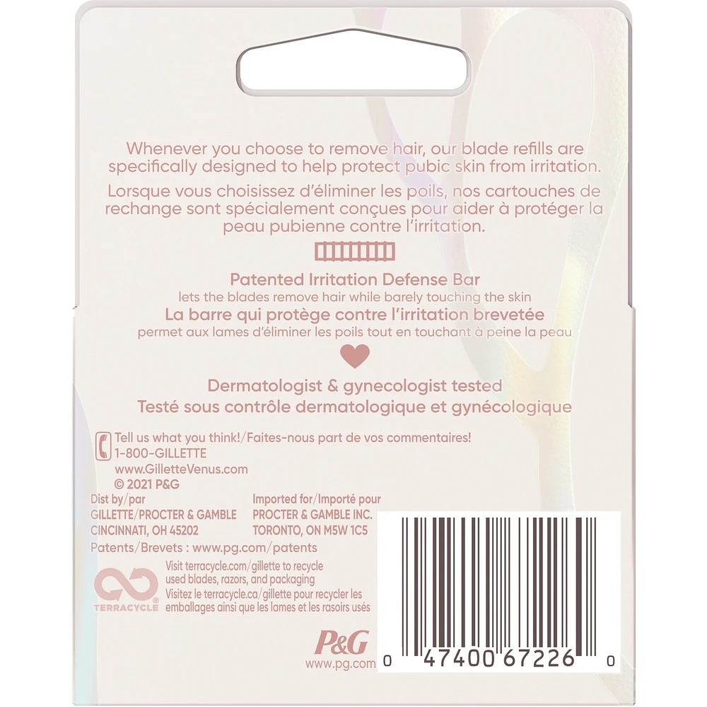 for Pubic Hair and Skin, Women's Razor Blades, 4 Refills