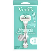 Gillette Venus Deluxe Smooth Sensitive Women's Razor Handle + 3 Blade Refills