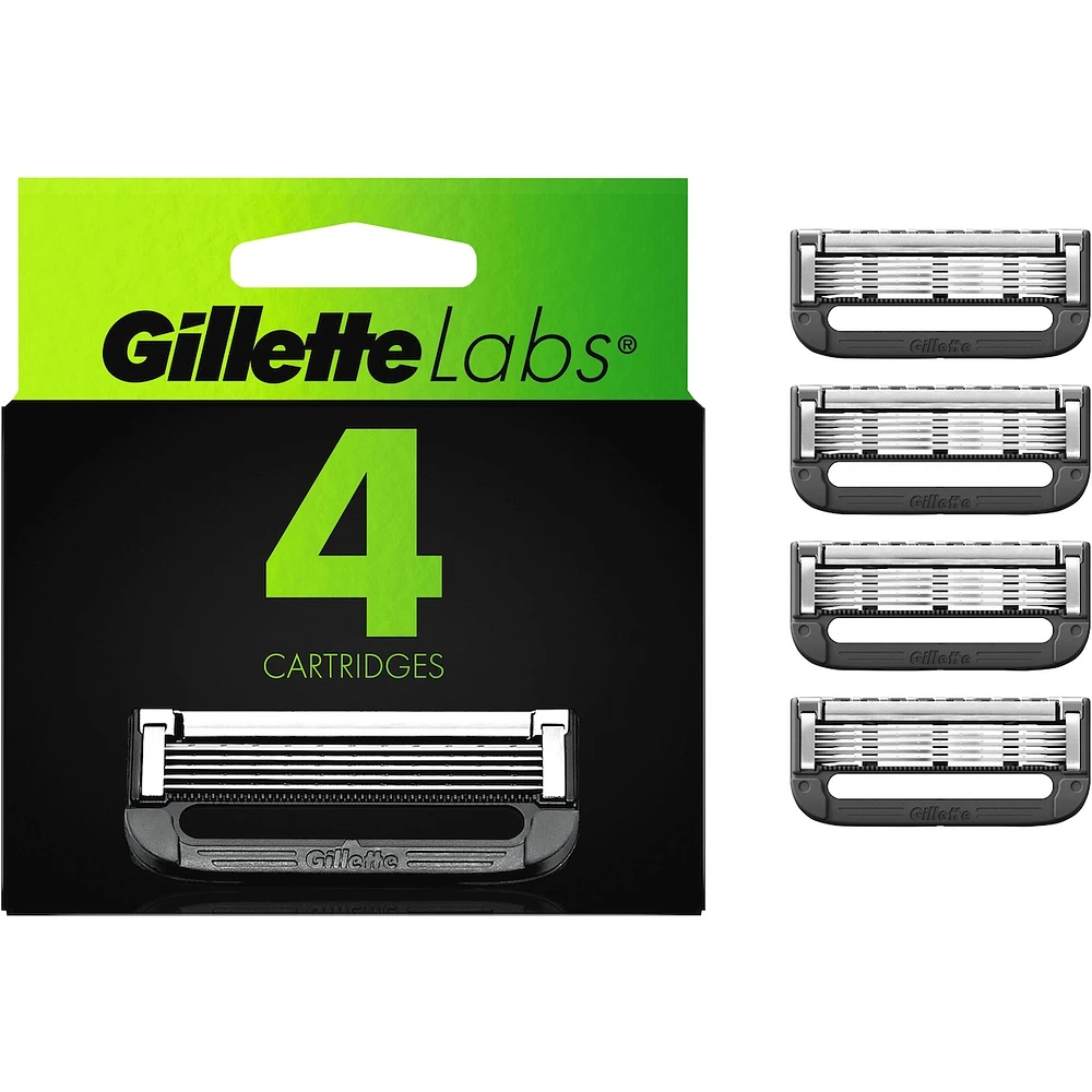 Razor Blade Refills, Compatible with GilletteLabs with Exfoliating Bar and Heated Razor, 4 Refills