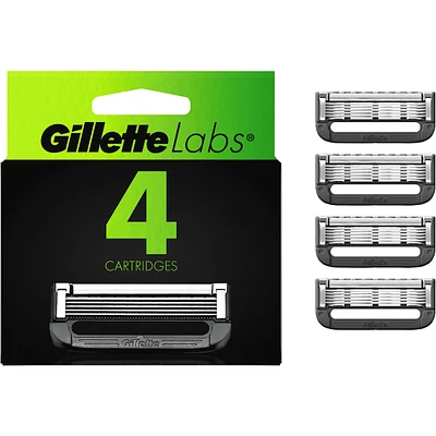 Razor Blade Refills, Compatible with GilletteLabs with Exfoliating Bar and Heated Razor, 4 Refills
