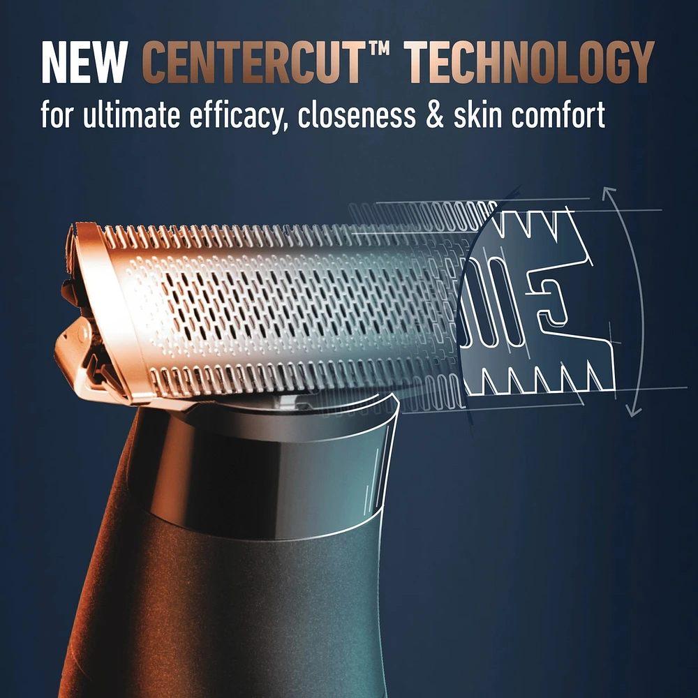 Tondeuse tout-en-un King C. Gillette avec la nouvelle technologie CenterCut pour une efficacité et une proximité optimales, une conception sans fil et un rasage facile et rapide