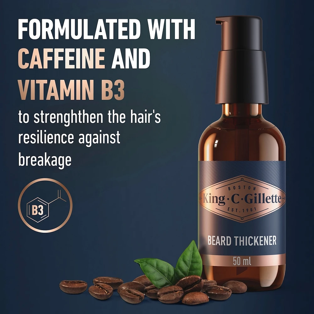 King C. Beard Thickener infused with caffeine, and King C. Signature Scent,