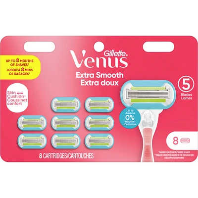 Gillette Venus Extra Smooth Women's Razor Blade Refills, 8 Count