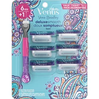 Gillette Venus Vera Bradley Deluxe Smooth Swirl Women’s Razor Handle + 6 Cartridges