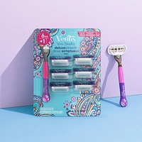 Gillette Venus Vera Bradley Deluxe Smooth Swirl Women’s Razor Handle + 6 Cartridges