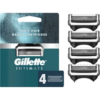 Gillette Intimate Pubic Hair Razor Cartridges, 4 Razor Blade Refills, Gentle and Easy to Use, Dermatologist Tested, With 2x Lubrication