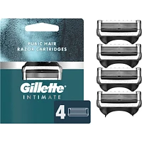 Gillette Intimate Pubic Hair Razor Cartridges, 4 Razor Blade Refills, Gentle and Easy to Use, Dermatologist Tested, With 2x Lubrication