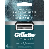 Gillette Intimate Pubic Hair Razor Cartridges, 4 Razor Blade Refills, Gentle and Easy to Use, Dermatologist Tested, With 2x Lubrication
