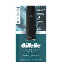 Tondeuse pour poils pubiens Gillette Intimate pour hommes, SkinFirst, étanche, sans fil pour usage sur peau sèche et mouillée, rasoir pour hommes, lames aiguisées à vie