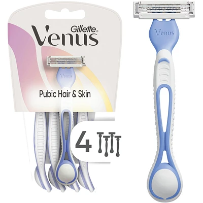 Gillette Women's Disposable Razors for Pubic Hair and Skin, 4ct