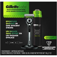 GilletteLabs with Exfoliating Bar by Gillette Razor for Men - 1 Razor, 1 Shave Gel, Includes Premium Magnetic Stand