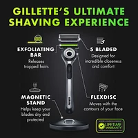 GilletteLabs with Exfoliating Bar by Gillette Razor for Men - 1 Razor, 1 Shave Gel, Includes Premium Magnetic Stand