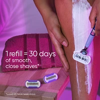 Miami Midnight Extra Smooth Sensitive Razor Handle, 2 Refills, 1 Shower Hook