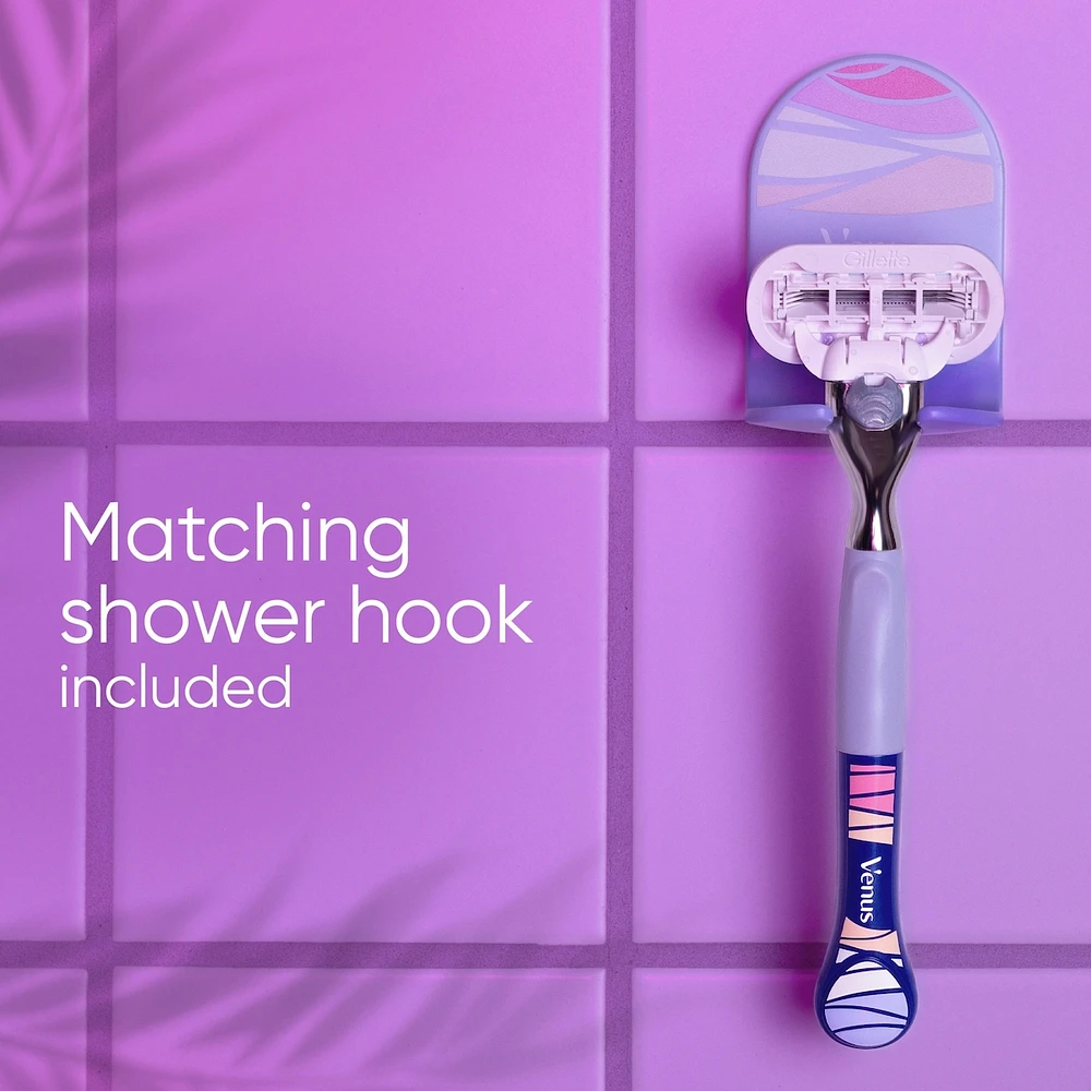 Miami Midnight Extra Smooth Sensitive Razor Handle, 2 Refills, 1 Shower Hook