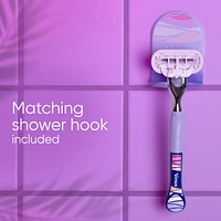 Miami Midnight Extra Smooth Sensitive Razor Handle, 2 Refills, 1 Shower Hook