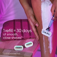 Miami Midnight Extra Smooth Sensitive Razor Handle, 2 Refills, 1 Shower Hook