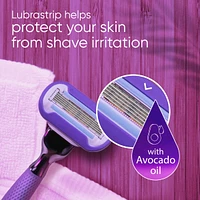 Miami Midnight Extra Smooth Sensitive Razor Handle, 2 Refills, 1 Shower Hook