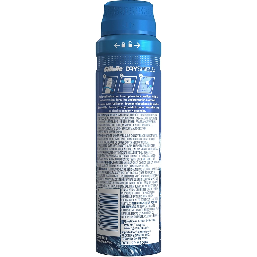Antisudorifique et désodorisant en aérosol Gillette pour hommes, Vague fraîche