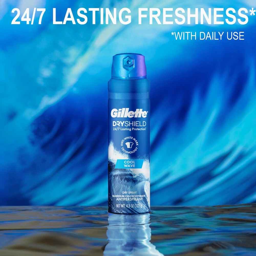 Antisudorifique et désodorisant en aérosol Gillette pour hommes, Vague fraîche