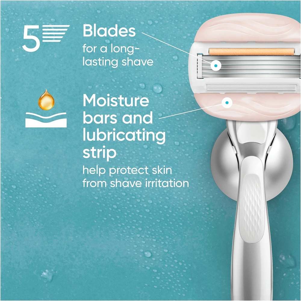 Venus MoistureGlide Women's Razor Blades, With Built-in Shave Gel Bars