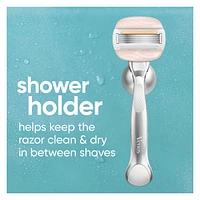 Venus Moistureglide Women's Razor, Reusable Handle, 2 Razor Blade Refills and Shower Holder