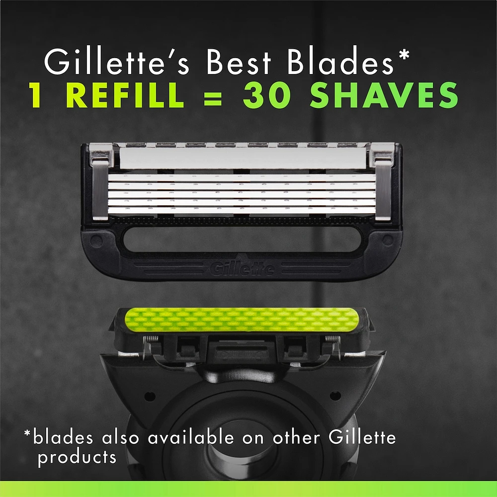 Rasoir Gillette Labs pour hommes avec barre exfoliante, édition noire et dorée, 1 manche, 3 cartouches de rechange, comprend un étui de voyage pour un rangement pratique lors de vos déplacements