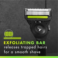 Labs with Exfoliating Bar Sharp White Edition Shaving Razor for Men, 1 Handle, 1 Razor Blade Refill, 1 Travel Case